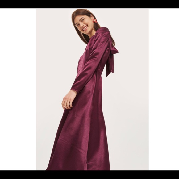 TOP SHOP Shimmer Satin Midi Dress - Picture 2 of 3